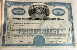ERIE RAILROAD COMPANY - STOCK CERTIFIATE PAINE WEBBER JACKSON FOR MAY 10, 1955