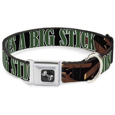 Dog Collar Bone ONE OF US LIKES BIG STICKS/Sticks Black/Brown/Green  (US IMPORT)