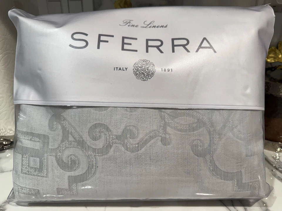 Funda nórdica Sferra Laterina F/Queen plateada suave algodón satén jacquard. ¡Nuevo! Foto 3 de 4