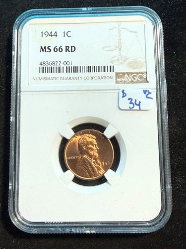 1944 LINCOLN WHEAT CENT NGC MS 66 RD 001