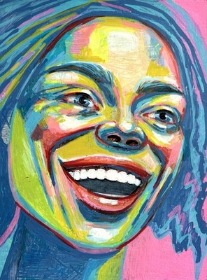 ORIGINAL Portrait Picture Painting Woman Abstract Painting Modern HAND PAINTED A4