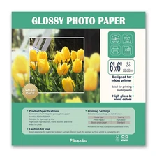 6x6 Glossy Photo Paper 52lb, Square Photo Paper for Dye Inkjet Printer, 200gs...