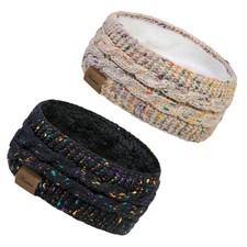 Womens Ear Warmer Headband, Cable Knit, Winter, Fleece Lined Head Wrap, Warm