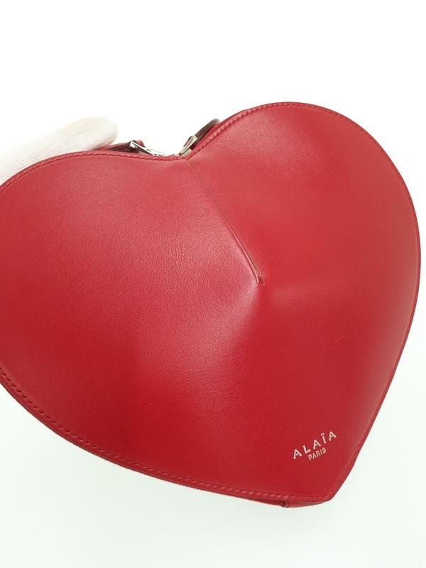 ALAIA Le Coeur Leather Red Shoulder Bag #2496 image 5