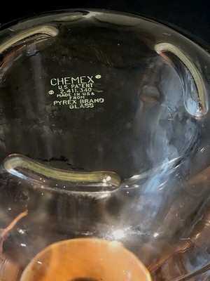 Mid Century CHEMEX Pyrex Glass Green Label Pour Over Coffee Maker