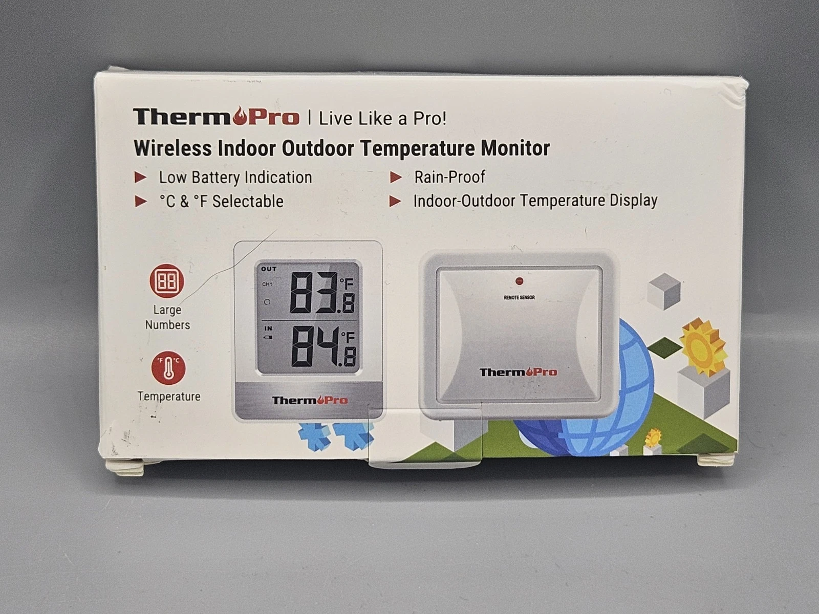 *NEW* Therm Pro Wireless Indoor Outdoor Temperature Monitor FREE SHIPPING