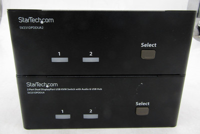 LOT OF 2 StarTech C4E1E7ZG47 2-Port Dual Display Port USB KVM Switch