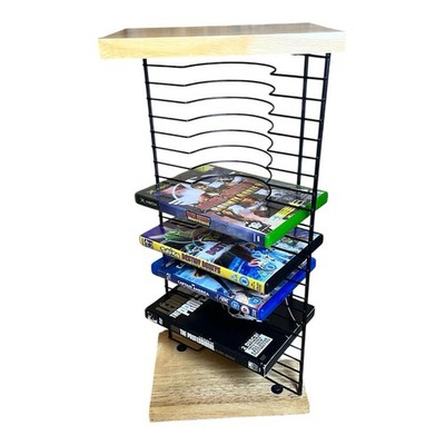 Vintage Holz und Draht CD Turm Regal Ständer für 22 CDs