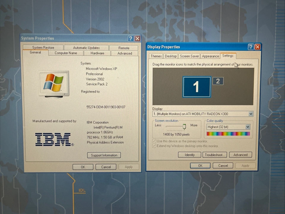 Portátil IBM Thinkpad T43 15"" Windows XP 32 bits Pent M Radeon X300 1400x1050 Foto 3 de 4