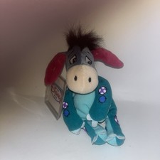 Disney Store Winnie the Pooh Dinosaur Eeyore Bean Bag Plush Toy 9" With Tags