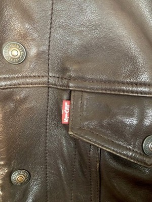 Levi's Bovino Leather Trucker Jacket - Brown - Size Small | eBay