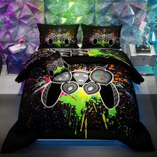 Namoxpa6 Pieces Home Video Gamer Comforter Sets for Boys Teens and Adults,Bla...
