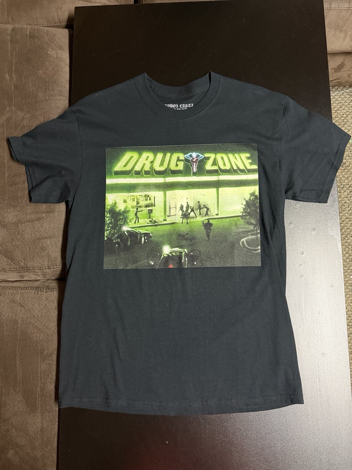 Playboi Carti AWGE Drug Zone Die Lit Neon TourRap Merch Tee in Black Size Large
