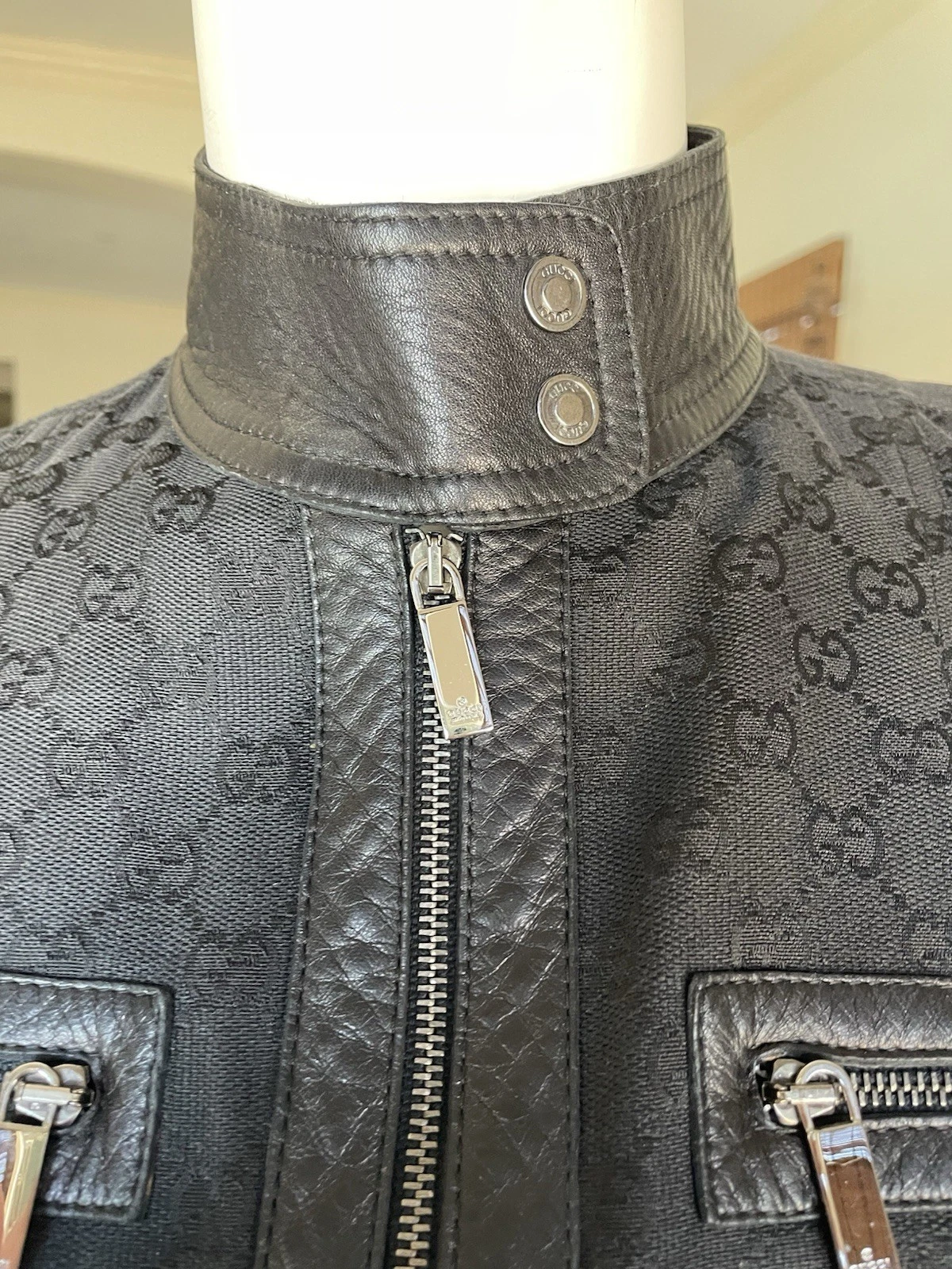 Giacca donna Gucci Monogram in tessuto e pelle