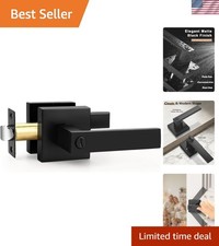 Matte Black Heavy Duty Privacy Door Handle - Keyless Lock for Bedrooms/Bathrooms