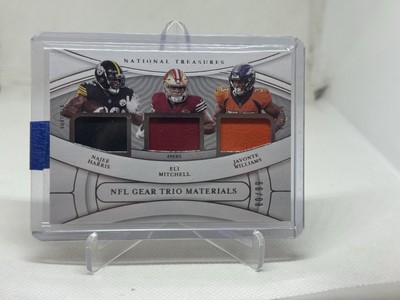 2021 National Treasures NFL Gear Trio Materials Rookie Card TM-NEJ /99
