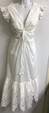Farm Rio Richelieu Midi Dress White Cap Sleeve Embroider Tier Skirt Size XS