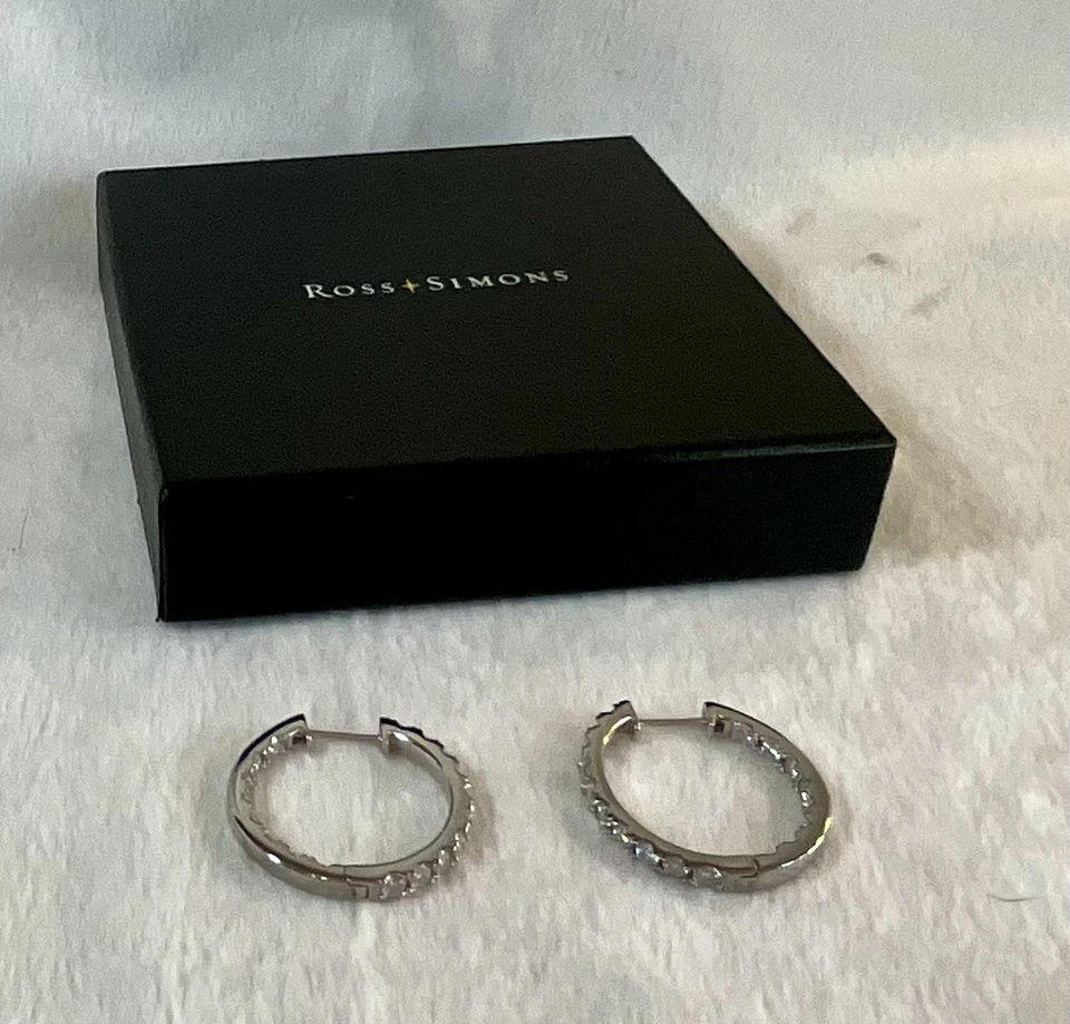 Ross-Simons 3.60 Ct. Moissanite Sterling Silver Inside-Outside Hoop Earrings - Image 4 of 4
