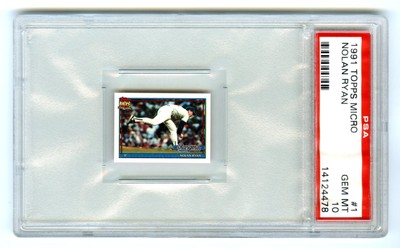 NOLAN RYAN~SCARCE (POP 55) 1991 TOPPS ''MICRO'' PSA-10 GEM-MT HOT BASEBALL CARD #1