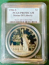 1986-S $1 Statue of Liberty Silver $1 PCGS PR69DCAM LAND OF FREE !