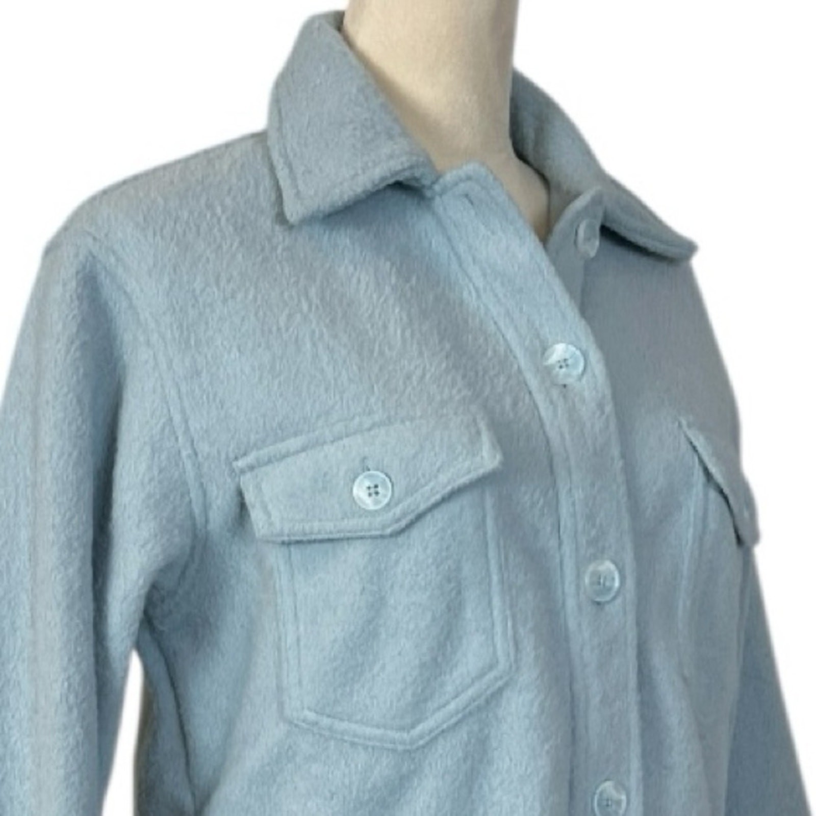 Joie Shacket Top Collared Button Down Pockets Blu… - image 7