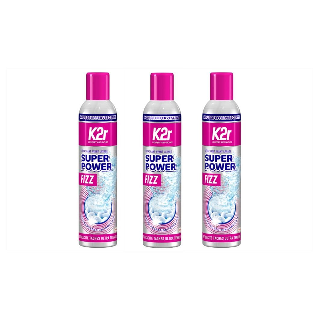 Détachant avant-lavage K2r élimine les taches tenaces grâce au Super Power Fizz