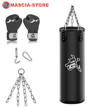 Set Sacco Da Boxe, Pugilato Con Guantoni Fascia Accessori Allenamento Resistente
