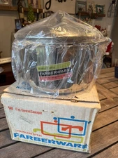 VTG Farberware 12 Qt Aluminum Clad Stainless Steel Sauce Pot w Lid, Box #840 USA