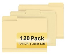 Letter Size Manila File Folders 100 Pack Heavy Duty 1/3 Cut Tab
