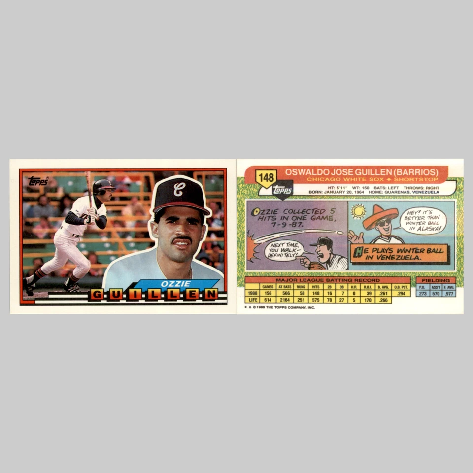 Ozzie Guillen #148 1989 Topps Big Chicago White Sox Baseball Card MLB - Image 3 of 3
