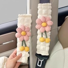 Cute Flower Seat Belt Cover Pads Pcs 4 Pcs Seatbelt Covers for Women 2 Pink