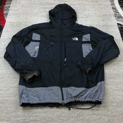 North Face Steep Tech Coat Jacket 2XL XXL Black Gray Full Zip Hood Lined Men 90s
