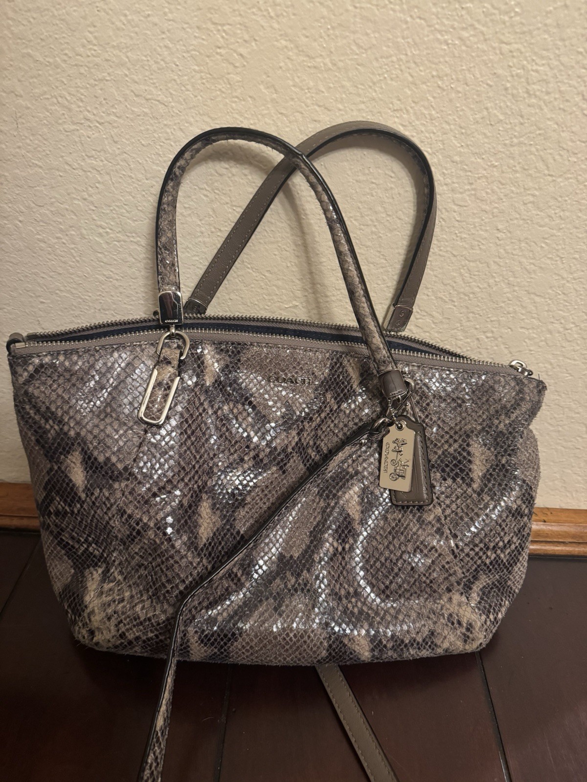 Coach Madison Embossed Python Kelsey Satchel Cros… - image 13