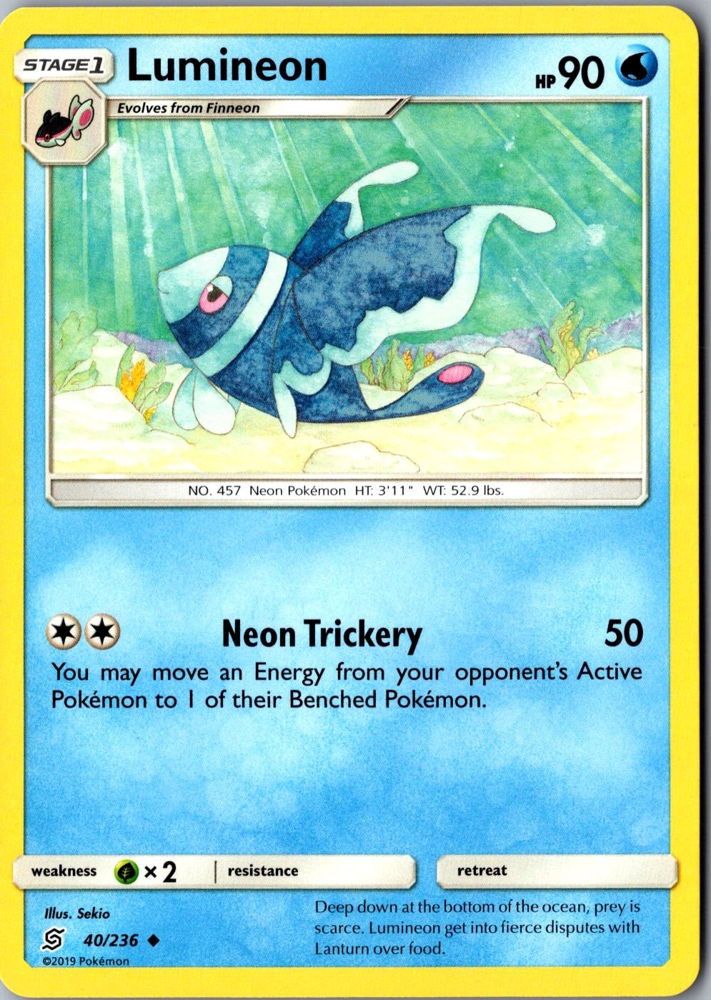 Lumineon 40/236 Uncommon Unified Minds Lightly Played Pokemon Card TCG Single
