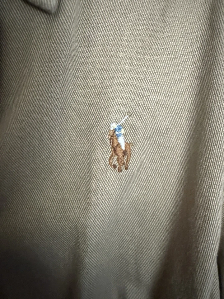 Ralph Lauren Polo Girls Long Sleeve Button-Down Dress, no belt, Khaki, Size 7 - Image 4 of 4