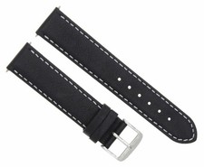 24MM SMOOTH GENUINE LEATHER WATCH STRAP BAND FOR MAURICE LACROIX WATCH BLACK
