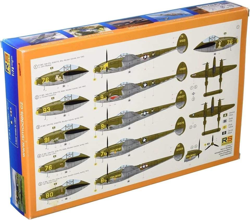 Modello in plastica RS Model 1/72 P-38E Lightning Aleutian "92141" - Immagine 2 di 2