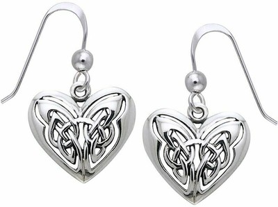 Jewelry Trends Sterling Silver Celtic Eternal Love Heart Knot Dangle Earrings