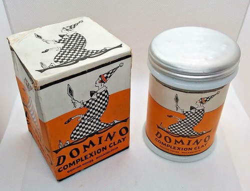 Vintage 1920's Original Milk Glass Cosmetics Jar, Contents & Box, Great Graphics - Picture 14 of 19