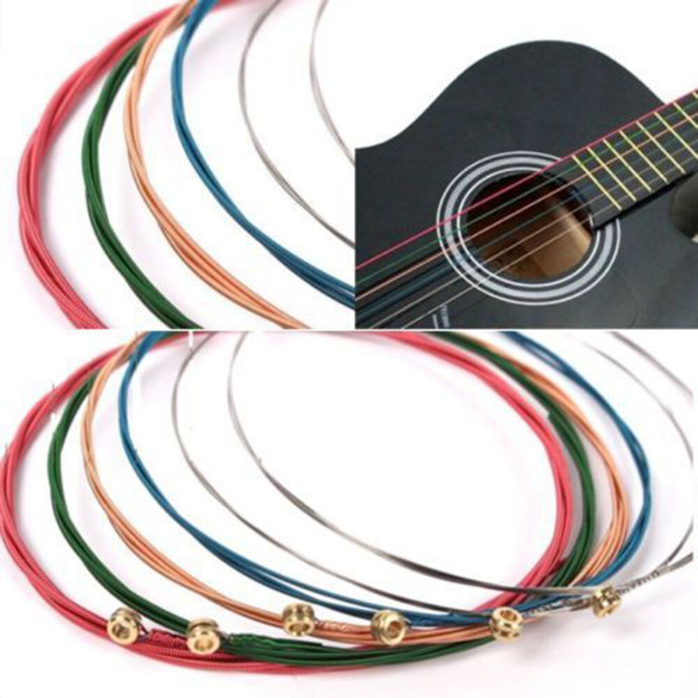 NEW One Set 6X Rainbow Colorful Color Strings For Acoustic Guitar  Accesso_m$