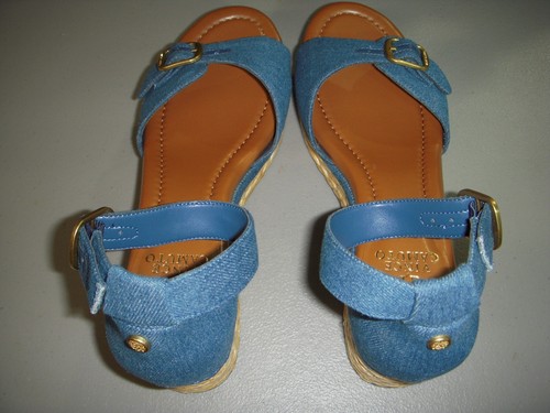 Vince Camuto Meterry Ajustable Sandalias de tacón de cuña con correas para mujer 9,5 M índigo - Imagen 5 de 5