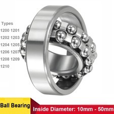 Double Row Self Aligning Ball Bearing 1200 to 1210 Bearing Steel ID 10mm-50mm