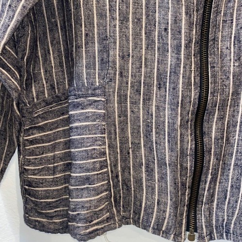 Flax by Jeanne Engelhart Striped Zip Up Linen Jacket - Picture 4 of 9