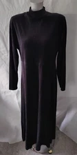 Vintage Strawbridge & Clothier Black Velour High Neck Dress Size M