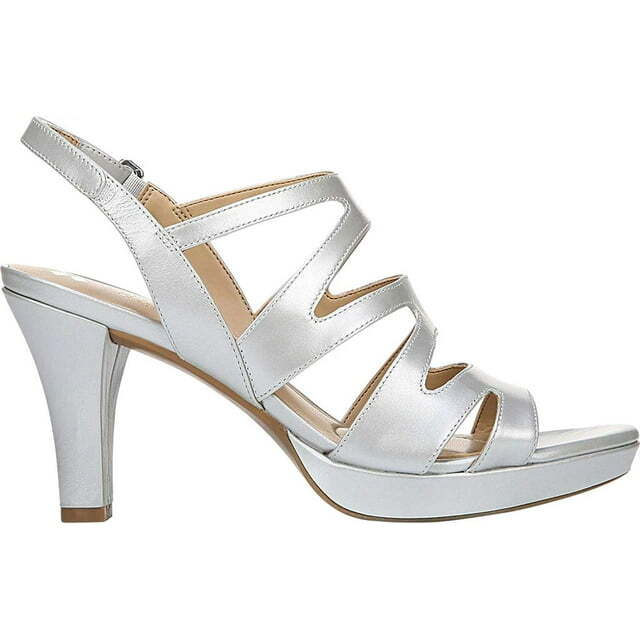 Naturalizer Women's Pressley, Soft Silver Leather Heeled Sandal