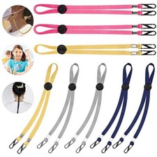 Adjustable Face Mask Lanyard - Mask Holder - Two Hooks Black or Pink. 5 Pack