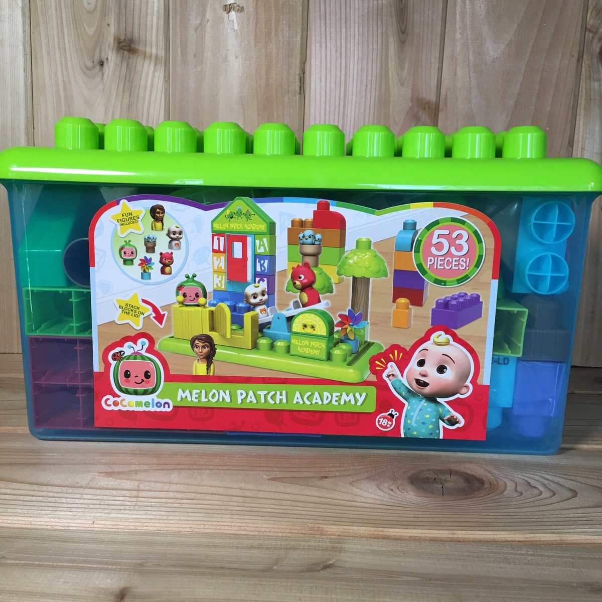 Building Blocks Cocomelon Melon 53-Piece Bin Bucket Just Play