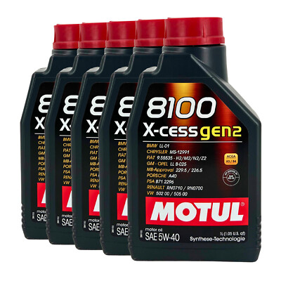 MOTUL 8100 X-cess GEN2 SAE 5W-40 Motorenöl VW 502 00, VW 505 00, 5x1 Liter