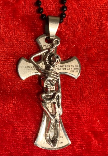 Small Skeleton Crucifix Pendant Necklace Protection Amulets 1" to 2" tall - Picture 8 of 12