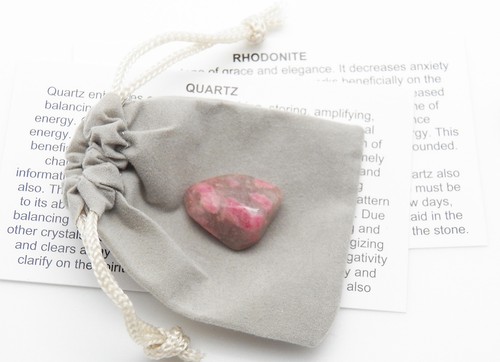 1 RHODONITE in Quartz tumbled stone Gemstone with pouch size Medium 4.1 - 8 g - Picture 3 of 4